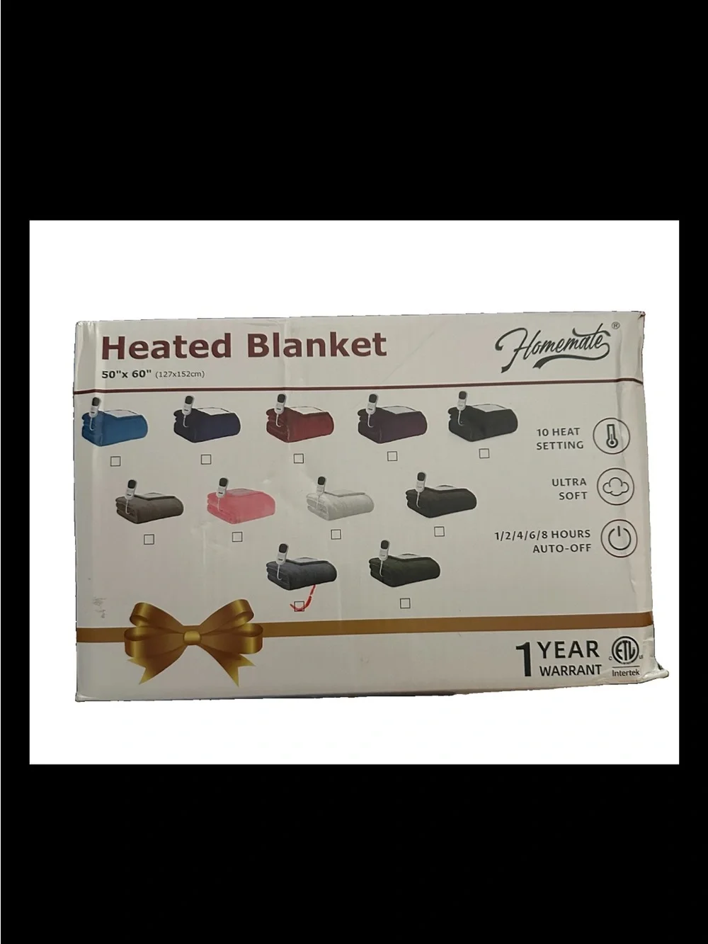 Ultra-Soft Heated Throw Blanket with 10 Heat Settings - GRAY & WHITE